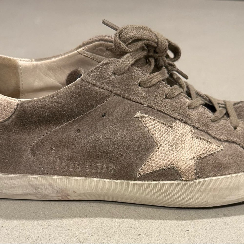 Golden Goose Taupe Suede Superstar Low-Top Sneakers